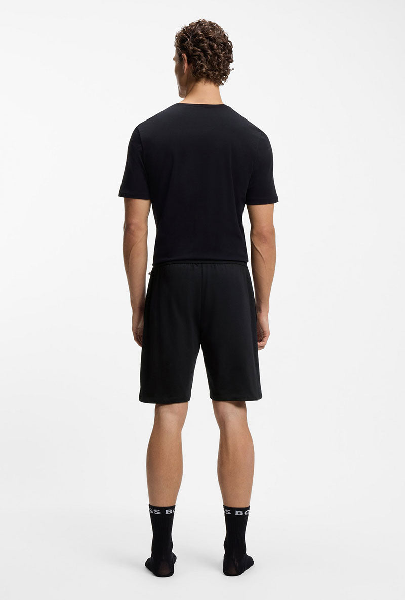 Back image of a model wearing Boss authentic shorts in black, by brand Boss