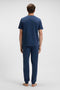 Back image of a model wearing the Boss mix & match t in navy, by brand Boss