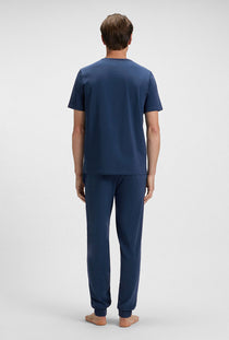 Back image of a model wearing the Boss mix & match t in navy, by brand Boss