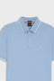 Front detail image of the Boss passertip polo in light blue, by brand Boss