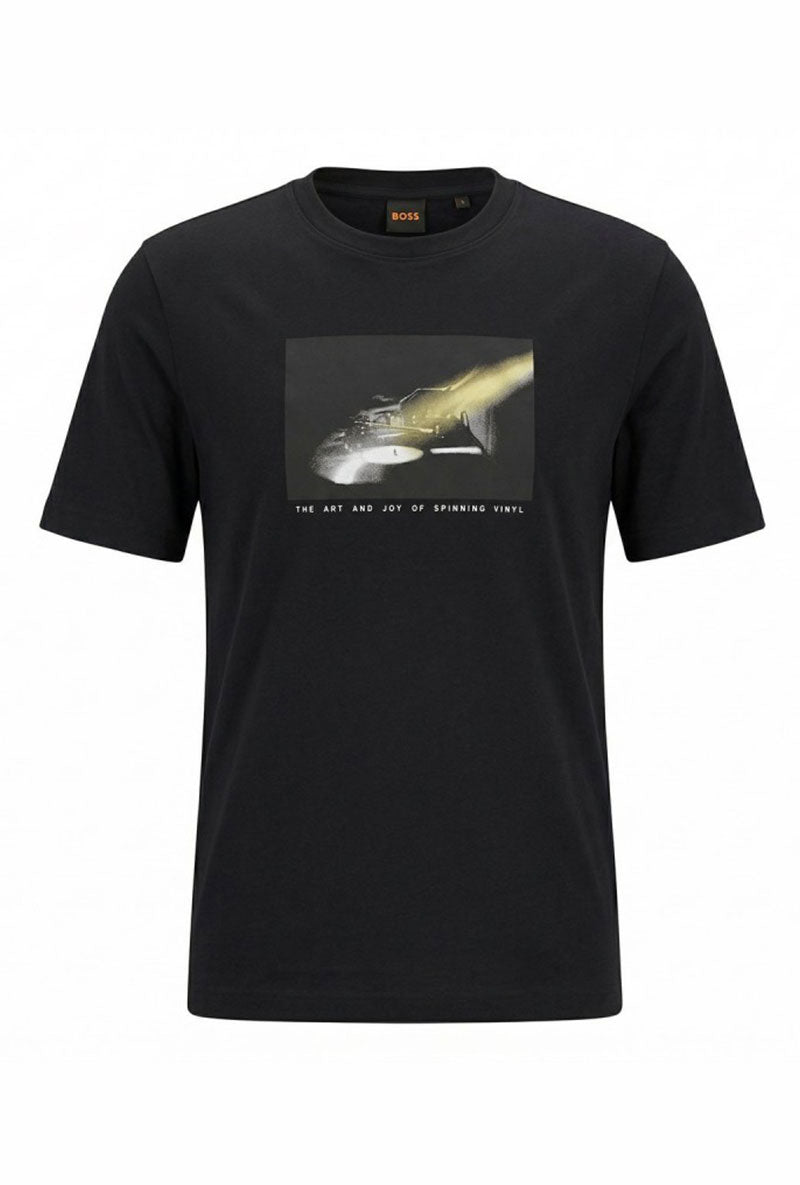 Front image of Boss te dj t in black, by brand Boss