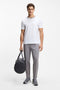 Front image of a model wearing the Boss tee 5 t in white, by brand Boss