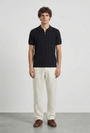 Image of DEEP COLIN ZIP POLO in black, by brand DEEP