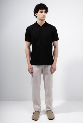 Back image of a model wearing Deep premium polo in black, by brand Deep
