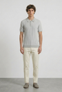 Image of DEEP RILEY STRIPE POLO in grey, by brand DEEP