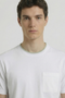 Front image of a model wearing the Deep ronan round neck tshirt in white, by brand Deep