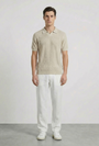 Image of DEEP RORY OPEN NECK POLO in beige, by brand DEEP