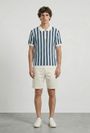 Image of DEEP RUDY STRIPE KNIT POLO in light blue, by brand DEEP