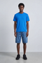 Front image of a model wearing Deep troy s/s tshirt in blue, by brand Deep