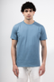 Front image of a model wearing the Deep troy ss tshirt in denim, by brand Deep