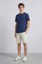 Front image of a model wearing the Deep troy s/s tshirt in navy, by brand Deep