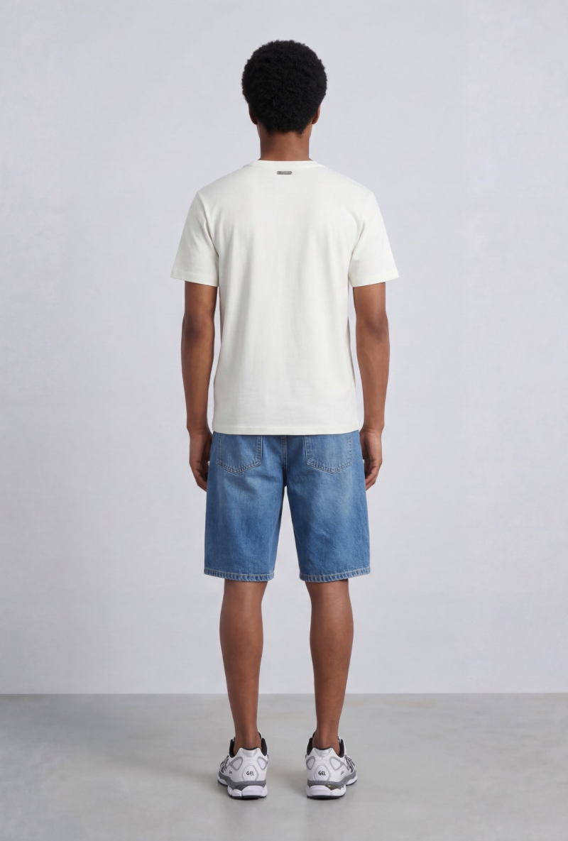 Back image of a model wearing Deep troy s/s tshirt in white, by brand Deep