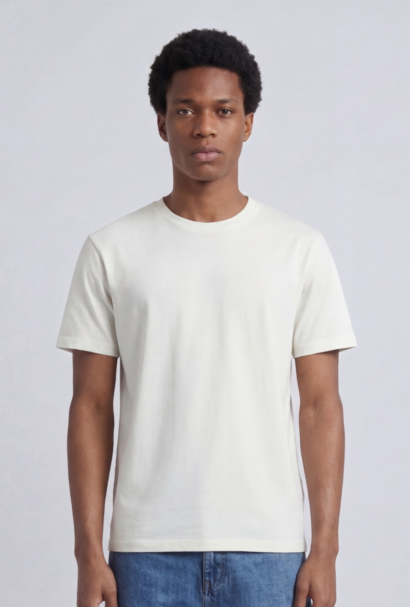 Front image of a model wearing Deep troy s/s tshirt in white, by brand Deep