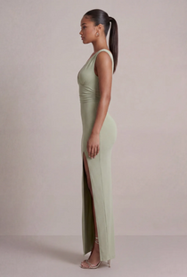 Front image of the Deepstar alexis maxi dress in mint, by brand Deep star