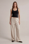 Front image of Deepstar amara linen trousers in stone, by brand Deep star