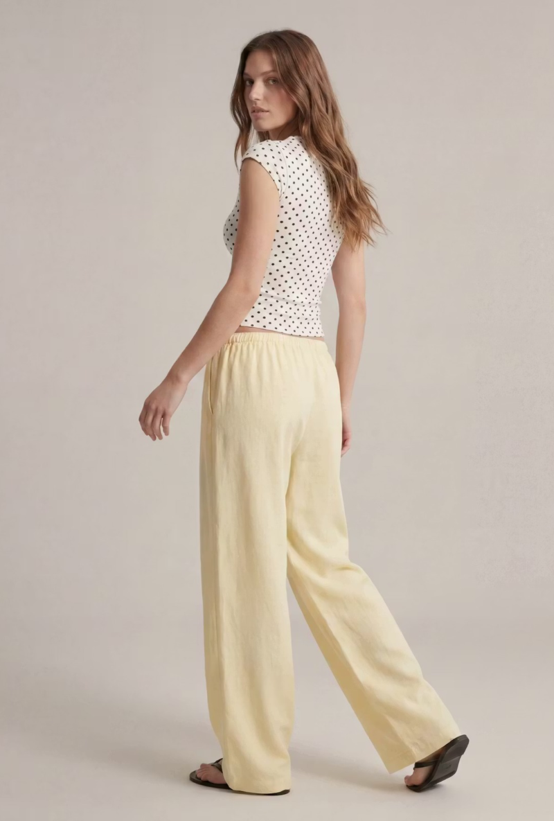 Back image of Deepstar amara linen trousers in yellow, by brand Deep star