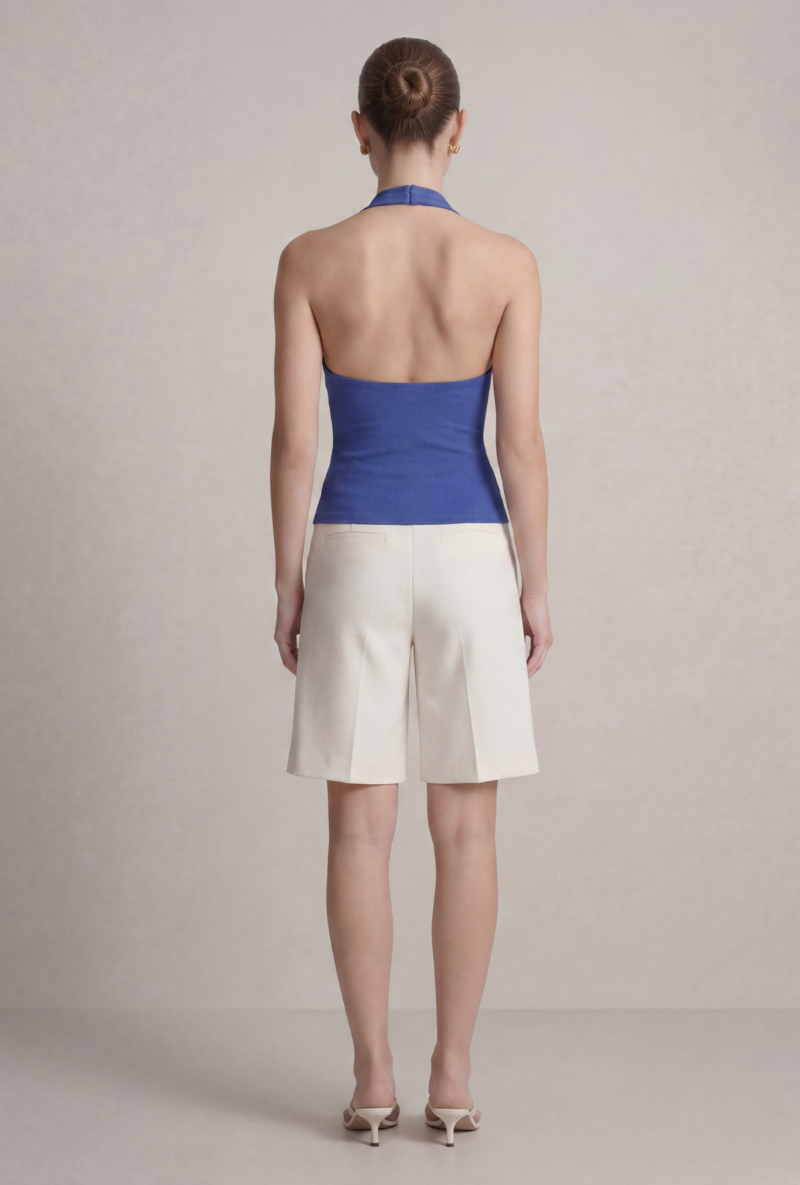Back image of Deepstar coral halterneck top in blue, by brand Deep star