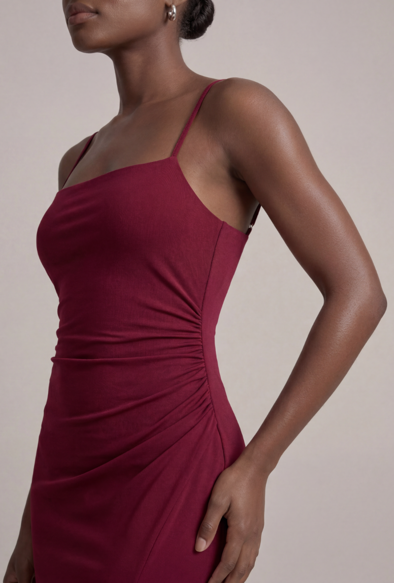 Front image of Deepstar lara maxi dress in burgundy, by brand Deep star