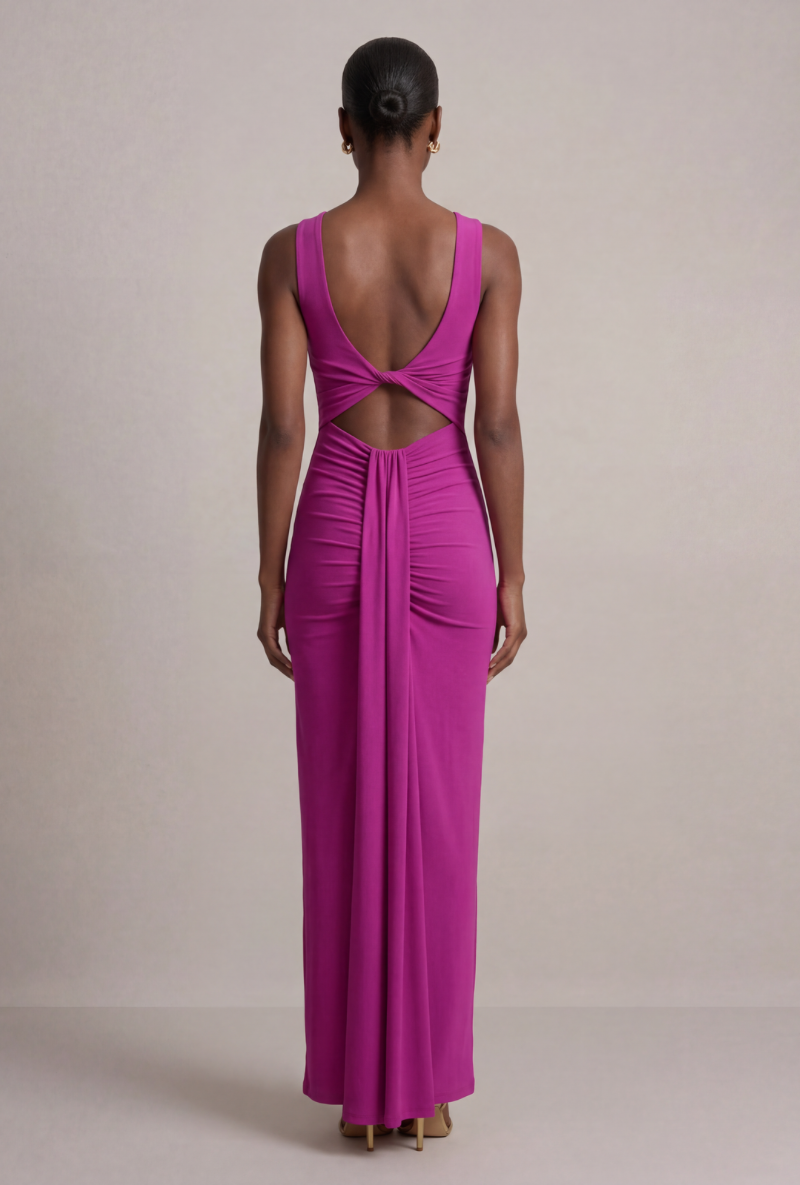 Back image of Deepstar leslie maxi dress in fuschia, by brand Deep star