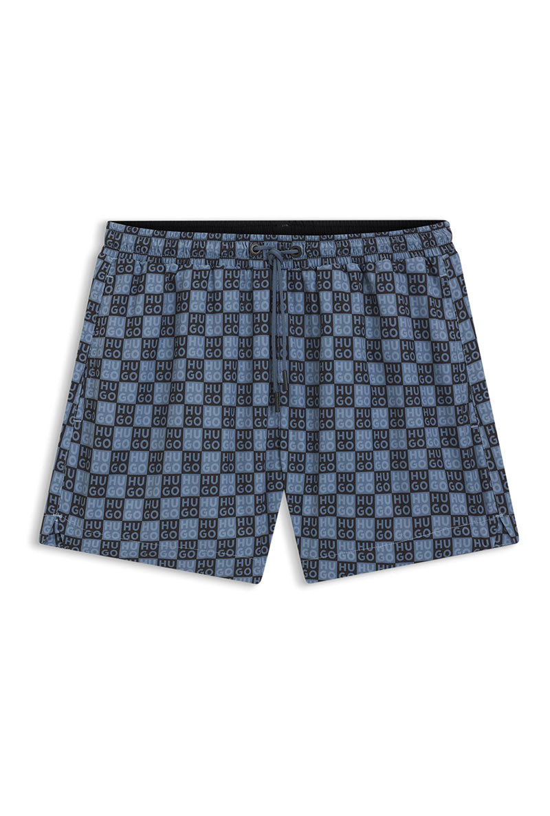 Front image of Hugo aaron swimshorts in navy, by brand Hugo