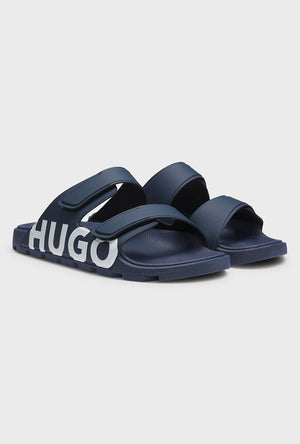 Front image of the Hugo evander sandal in navy, by brand Hugo