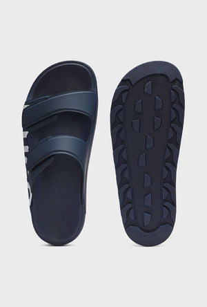 Front image of the Hugo evander sandal in navy, by brand Hugo