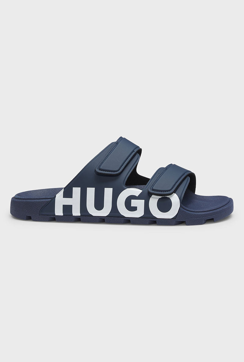 Side image of Hugo evander sandal in navy, by brand Hugo
