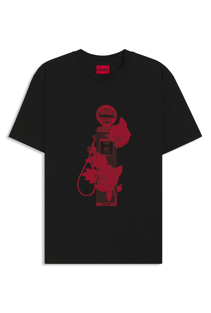 Front image of Dikerd t in black, by brand Hugo