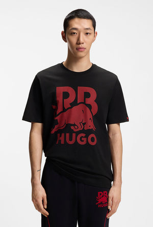 Front image of a model wearing the Dlix rb t in black, by brand Hugo