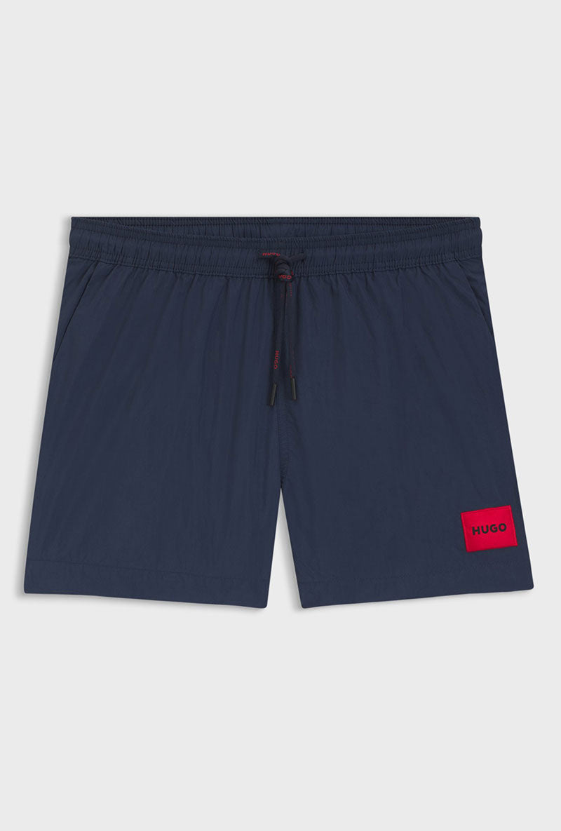 Front image of Dominica swimshorts in navy, by brand Hugo