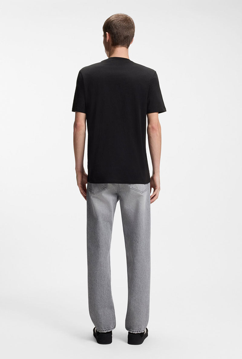 Back image of a model wearing Dostino t in black, by brand Hugo