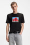 Front image of a model wearing Dostino t in black, by brand Hugo