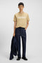 Front image of a model wearing the Dulivio t in beige, by brand Hugo