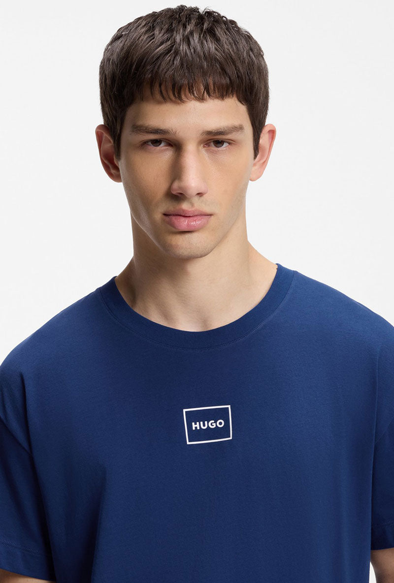 Front image of a model wearing Laze t in blue, by brand Hugo