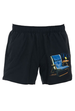 Front image of Mavi swimshorts in black, by brand Hugo