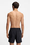 Back image of a model wearing the Paolo swimshorts in black, by brand Hugo