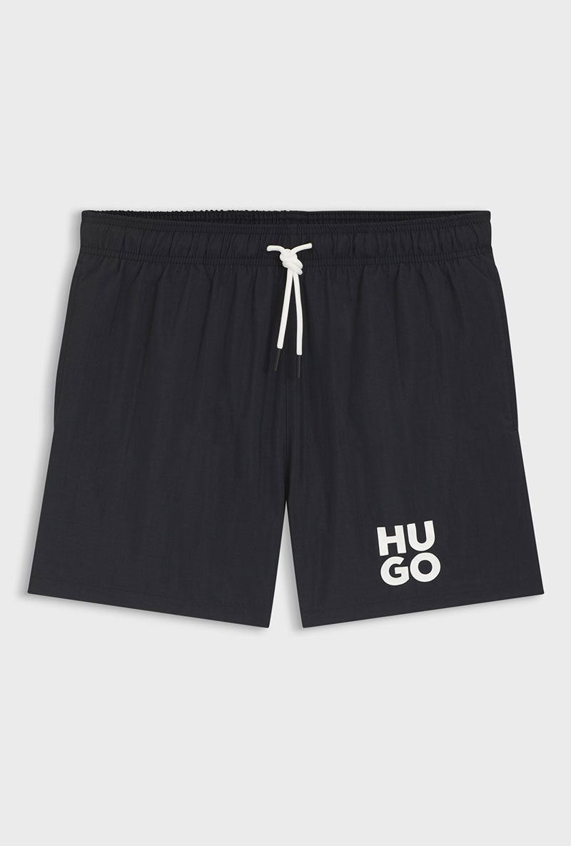 Front image of Paolo swimshorts in black, by brand Hugo