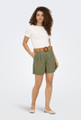 Image of IBIZA HIGHWAIST BELT SHORTS in khaki, by brand ONLY
