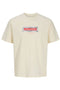 Front image of Breeze branded ss tee in cream, by brand Jack&jones
