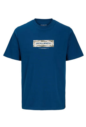 Front image of Breeze branded ss tee in blue, by brand Jack&jones