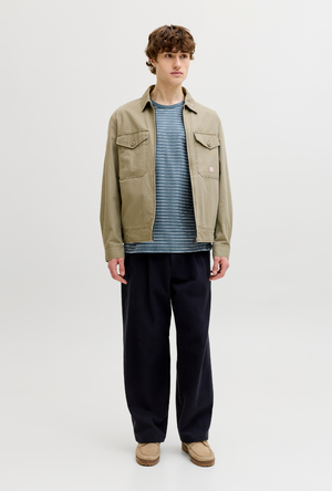 Front image of the Daytona striped shortsleeve tee in blue, by brand Jack&jones