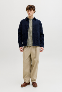 Front image of the Daytona striped shortsleeve tee in khaki, by brand Jack&jones