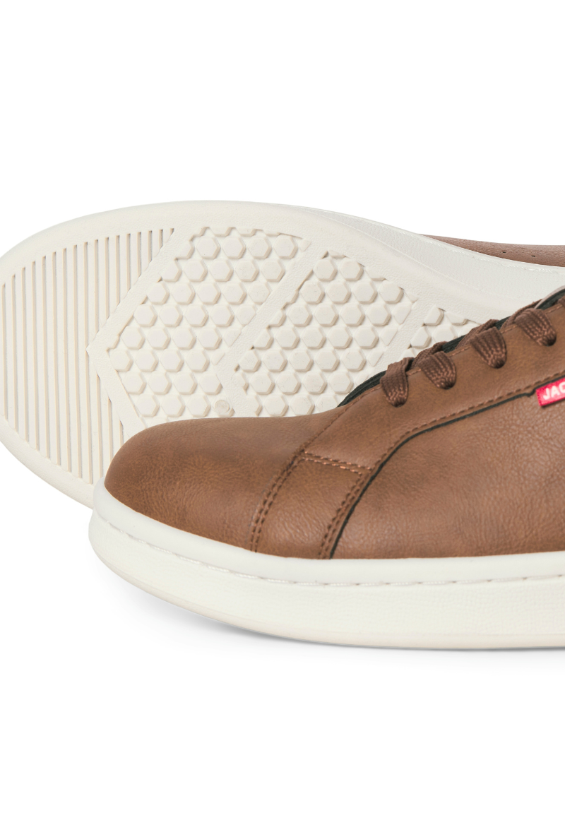 Front image of Jack and jones hastings pu sneaker in brown, by brand Jack&jones
