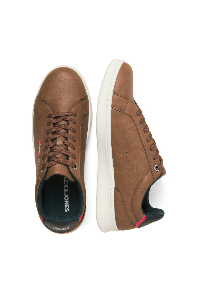Front image of Jack and jones hastings pu sneaker in brown, by brand Jack&jones