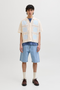 Front image of Orchard knit crochet polo in light blue, by brand Jack&jones