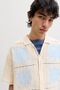 Front image of the Orchard knit crochet polo in light blue, by brand Jack&jones