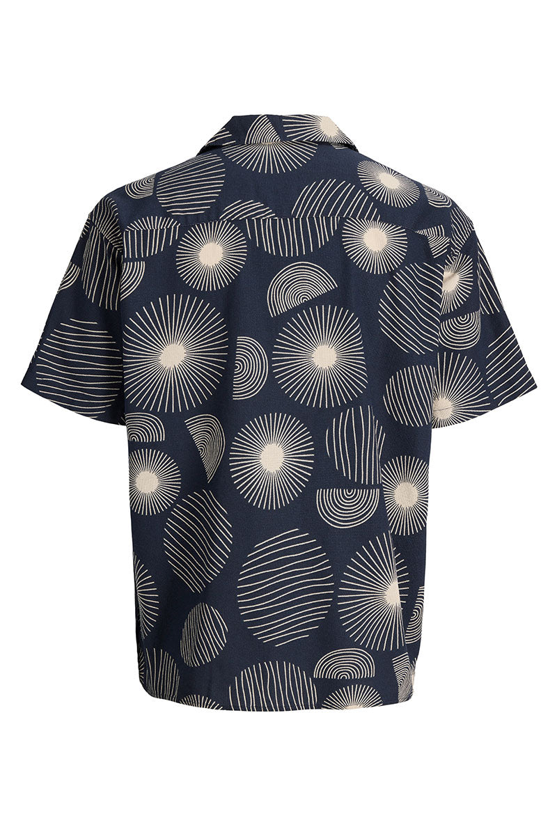 Back image of Abstract print s/s resort shirt in navy, by brand Jack&jones