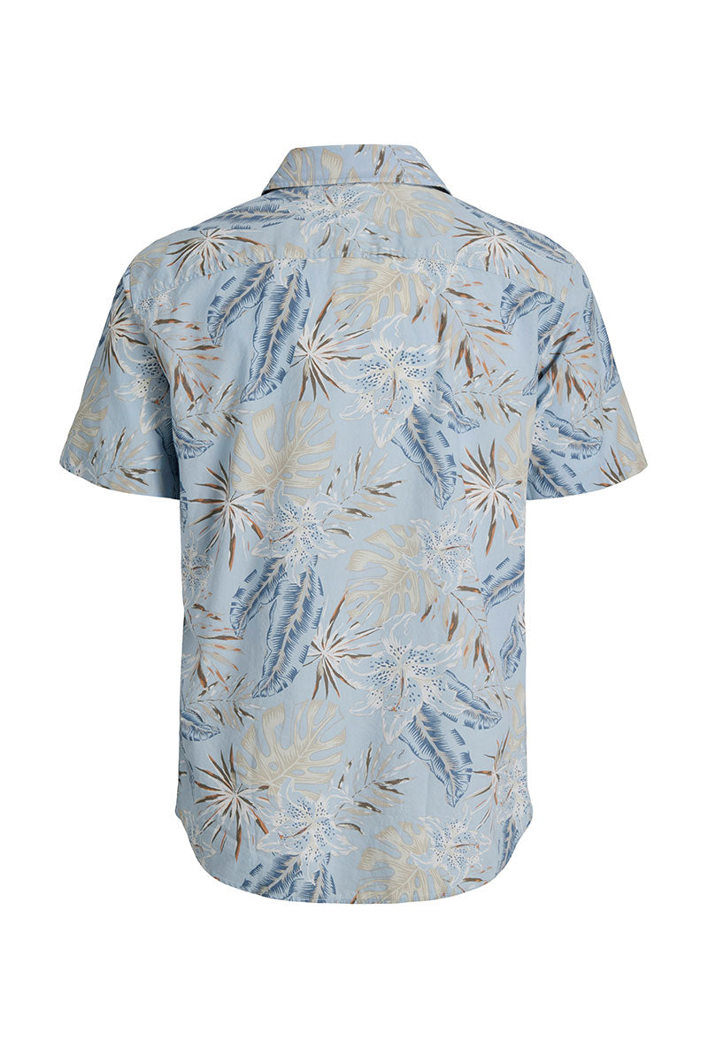 Back image of Honolulu aop ss shirt in blue, by brand Jack&jones