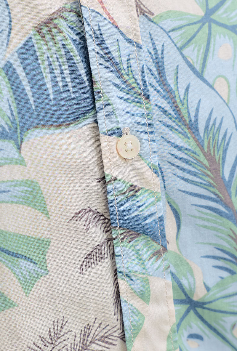 Front image of Honolulu aop ss shirt in off white, by brand Jack&jones