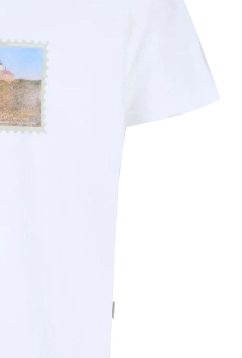 Front detail image of Montauk photo ss tee in white, by brand Jack&jones